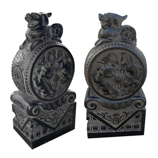 石雕门墩抱鼓石一对青石仿古做旧石墩庭院门口镇宅麒麟貔貅石鼓