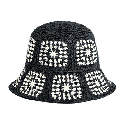 blueerdos黑白钩针编织遮阳帽