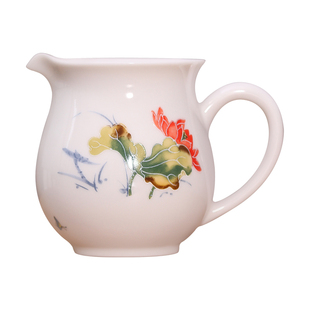 台湾茶具三希堂青花公道杯荷花梅花R80公杯陶瓷分茶器功夫茶具