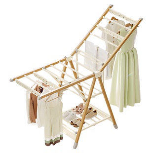 丽人2025新款落地折叠铝合金晾衣架阳台室内家用晒被子神器凉衣杆