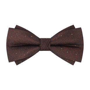 领结婚礼男士棕色咖色星点高级感结婚新郎西装衬衫演出蝴蝶结双层