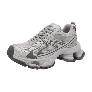 MILLIE'S/妙丽厚底老爹鞋灰色休闲鞋小个子增高炸街2026春季新款