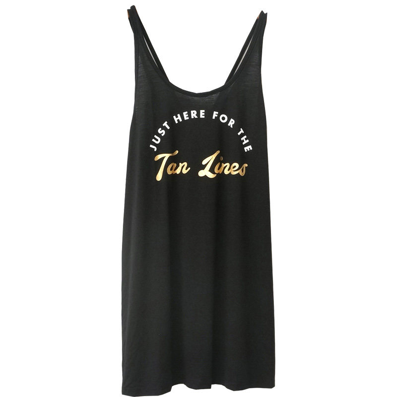 欧美风长款吊带背心性感外穿休闲字母印花背心裙弹力内搭露背上衣