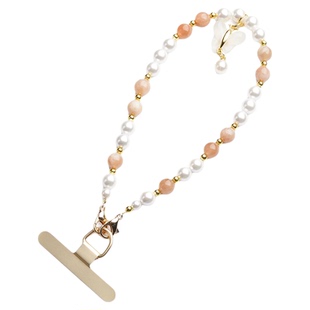 天然太阳石施家珍珠手机链夹片女款手机挂链垫片手机链挂件挂饰25