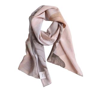 「远山」100%双绉真丝围巾长条桑蚕丝丝巾国风水墨披肩女春秋送礼