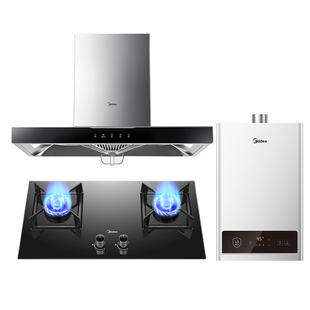 美的抽油烟机燃气灶套餐烟灶套装厨房三件套组合自动清洗烟机