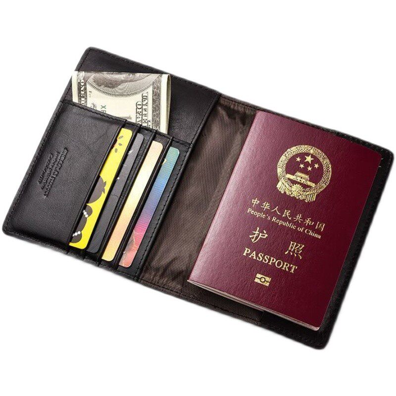 证件包牛皮复古登机卡真皮护照夹护照包护照收纳包皮夹卡片卡包男