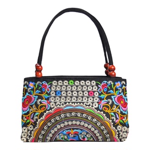 云南民族风绣花包双层双向拉链木珠刺绣双袋包休闲包手提包单肩包