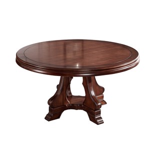 美式原木餐桌黑胡桃木1.3/1.5米餐桌全实木圆餐桌饭桌餐桌椅组合