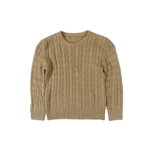 男女童装美式经典100%TussahSil柞蚕丝真丝复古扭绳针织衫毛衣