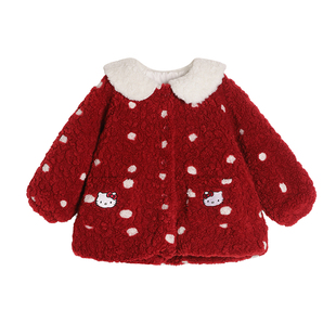 【马上福气】小O宝童装 宝宝红色羊羔毛外套2026新款女童新年马甲