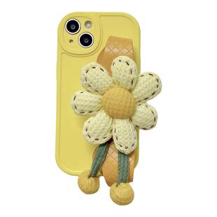 适用苹果17promax手机壳iphone16pro镜头全包15PM韩风南瓜小花腕带14小众13女款斜跨17pro硅胶创意防摔保护套