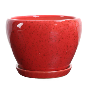 中国风花盆陶瓷大号清仓大红色特大号福字带托盘家用室内兰花盆