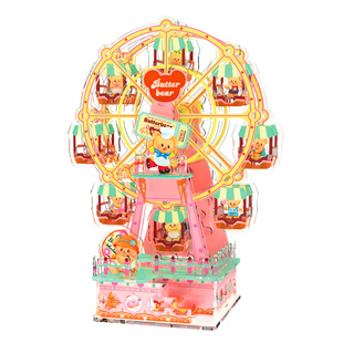 Toi潮玩黄油小熊系列亚克力拼图小熊摩天轮创意摆件diy手工玩具女