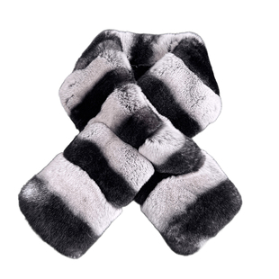 “龙猫纹”双面獭兔毛围巾女冬季青紫蓝保暖防寒护颈皮草毛毛围脖