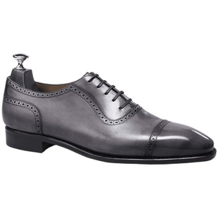 美勋代理 西班牙TLB手工固特异皮鞋灰黑擦色牛津鞋男商务正装休闲