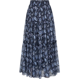 衣香丽影半身裙女2026年春装新款复古腰果花气质垂顺碎花雪纺长裙