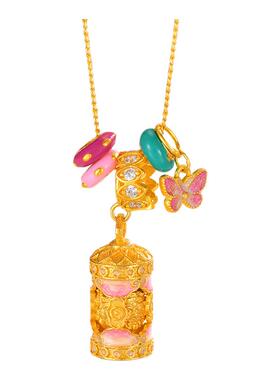 中国珠宝银吊坠女款繁花绮梦多巴胺银镀金项链项坠送女友生日礼物