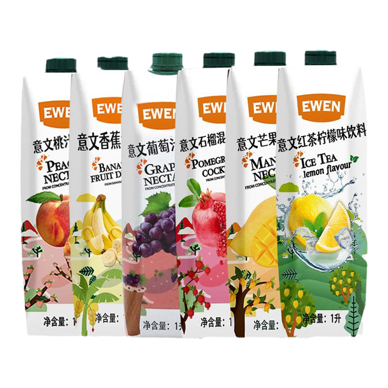 ewen意文塞浦路斯进口1L装纯橙汁菠萝汁香蕉汁芭乐芒果汁果汁饮料