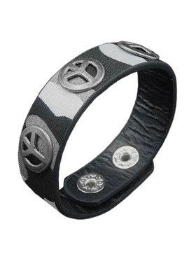 和平标志五角星PU皮朋克细窄手链