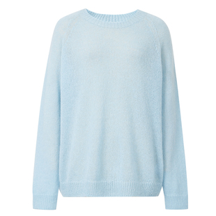 轻盈马海毛针织衫女MOFAN摩凡2025冬新款天蓝绵羊毛混纺毛衣显瘦
