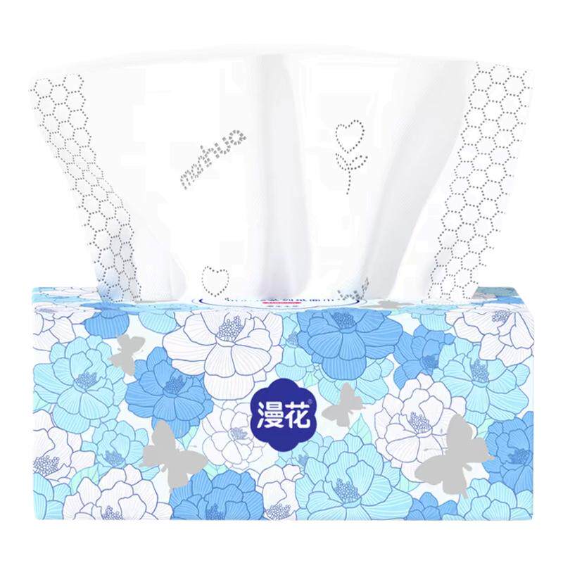 漫花山茶花400张/包五层加厚抽纸柔软亲肤面巾纸家用卫生纸餐巾纸