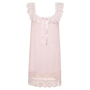 「LA」温雅丽莎*蕾丝睡裙女轻薄网纱莫尔睡衣女仙女风舒适家居服