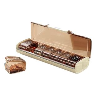 药盒便携式一周七天药品分装盒每日吃药提醒随身药物收纳装药盒子