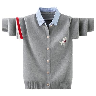 男童春秋装毛衣开衫假两件衬衫领