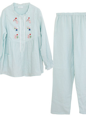 月子服夏季纯棉纱布孕妇哺乳衣