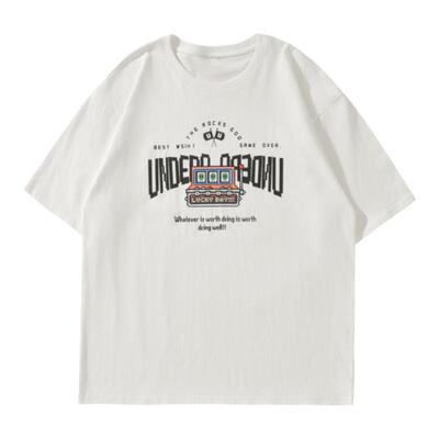 GOGOSOON短袖T恤男230g新款夏季黑色潮牌印花青少年美式潮流圆领