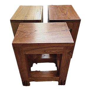 老榆木复古原木方凳板凳矮凳实木休闲凳子换鞋凳餐凳榫卯家用定制