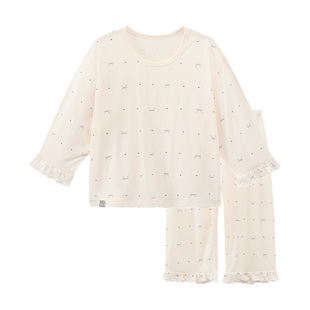LK儿童家居服套装夏季薄款居家服宝宝睡衣套装女孩桑蚕丝空调服