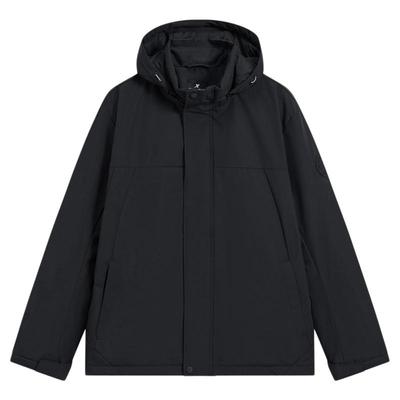 特步男款加绒加厚可拆帽风衣