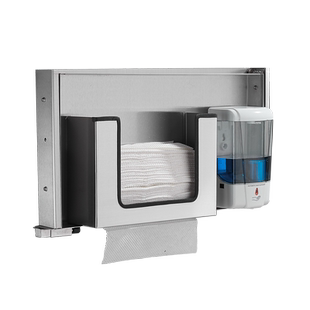 卫生间镜后纸巾架镜柜内暗装嵌入式感应皂液器擦手纸盒二合一商用