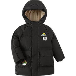 巴拉巴拉男童羽绒服宝宝中长款加厚外套秋冬季新款童装红色儿童潮