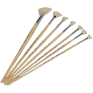 凡高扇形笔 猪鬃油画笔6809扇形笔 油画水粉水彩丙炳扇形画笔单支鱼尾美术色彩联考套装专业绘画毛笔初学者笔