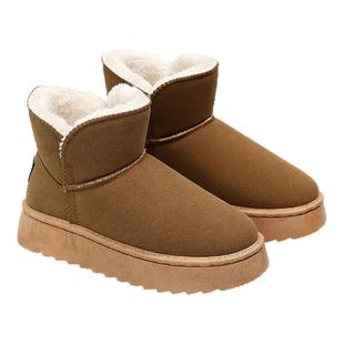 冬季新款厚底雪地靴女皮毛一体防滑加厚东北雪地棉靴保暖短筒女靴