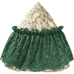 绿色蕾丝花边辅料宽高档真丝服装领口裙子下摆装饰diy手工墨绿色