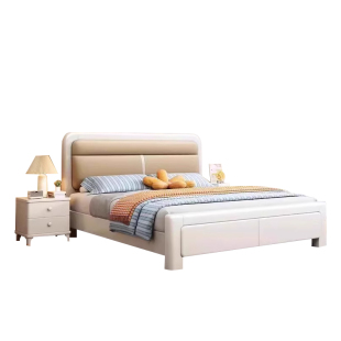 北欧实木床软靠白色1.8米主卧双人床现代简约1.5米经济型储物床