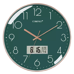 康巴丝14英寸WiFi挂钟客厅静音扫秒机芯电波钟圆形简约表挂墙