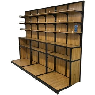 新款钢木米面袋装展示架加厚推拉干果货架五谷炒货小食品杂粮货柜