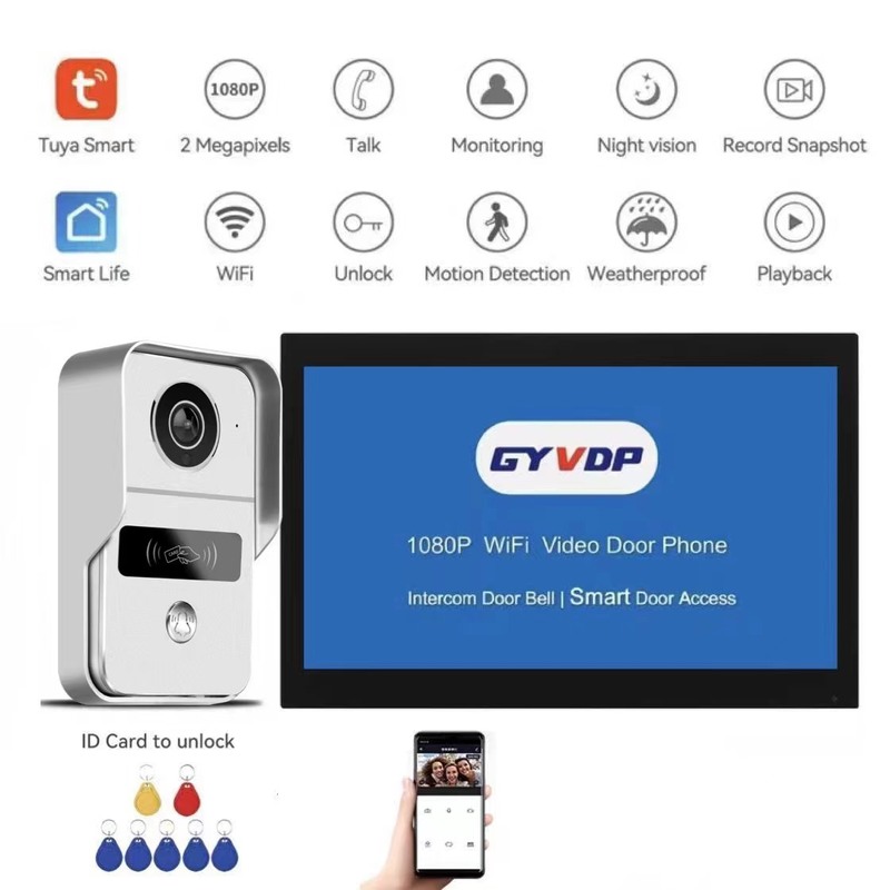GYVDP 可视对讲门铃 tuya 1080P wifi涂鸦智能视频门铃10寸触摸屏