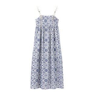 MISS COCOON可可尼度假吊带裙女2025秋季新款立体绣花纯棉连衣裙