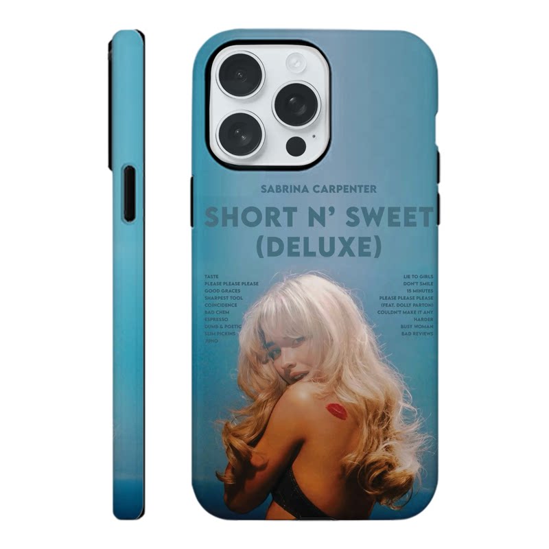 Sabrina Carpenter专辑同款蓝底欧美明星周边 个性iPhone手机壳