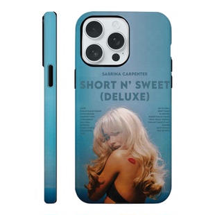 Sabrina Carpenter专辑同款蓝底欧美明星周边 个性iPhone手机壳