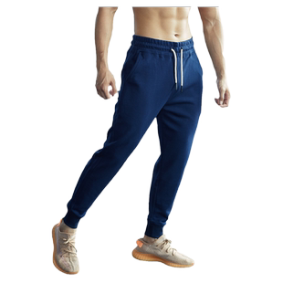 小脚运动裤男士秋季束脚篮球长裤藏青色重磅针织休闲卫裤子加绒冬