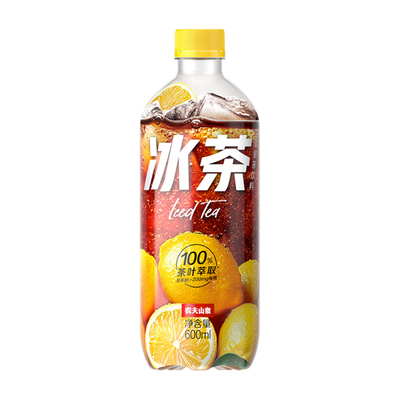 农夫山泉冰茶600ml*4瓶柠檬红茶碳酸茶饮料冰柠檬味新品尝鲜装