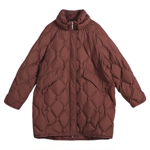 ZOLLE因为秋冬新品廓形全包裹白鸭绒保暖中长款造型感拉链羽绒服