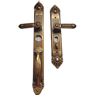 双开门对开门锁别墅大门进户门把手防盗门大拉手锌合金仿铜门锁把